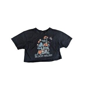 Organic Generation Bloom Wildly mushroom black tshirt top toadstoal- Small
